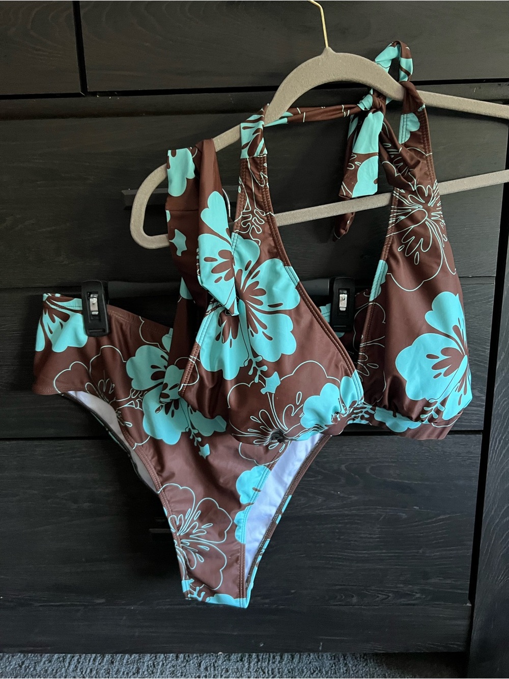 Target Brown and Turquoise Floral Halter Bikini